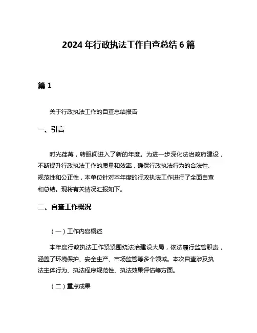2024年行政执法工作自查总结6篇