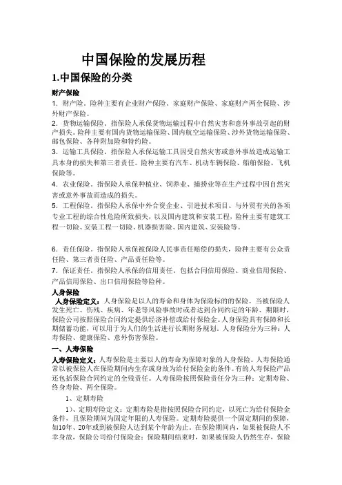 中国保险的发展历程
