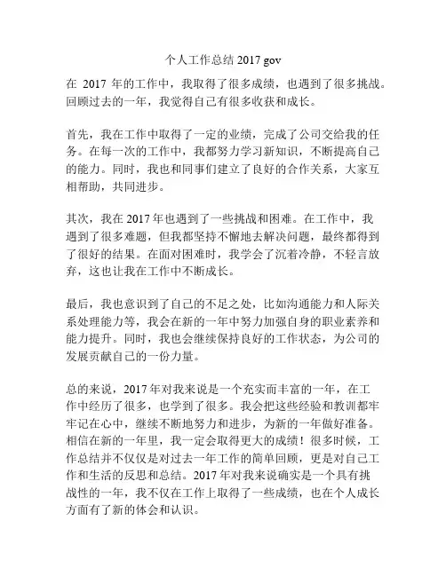 个人工作总结2017 gov