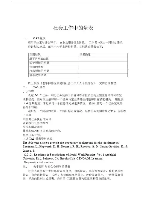 (完整版)社会工作中的量表.doc