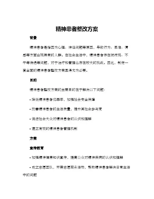 精神患者整改方案