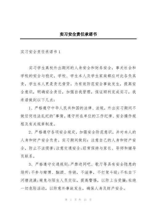 实习安全责任承诺书