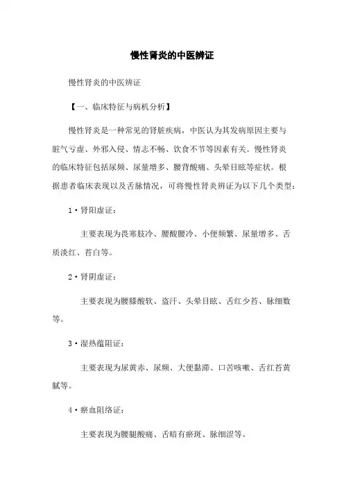 慢性肾炎的中医辨证