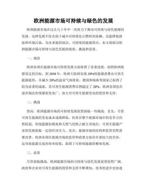 欧洲能源市场可持续与绿色的发展