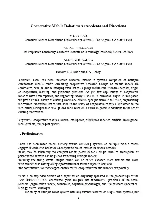 协作移动机器人-前因和方向外文文献翻译、中英文翻译、外文翻译