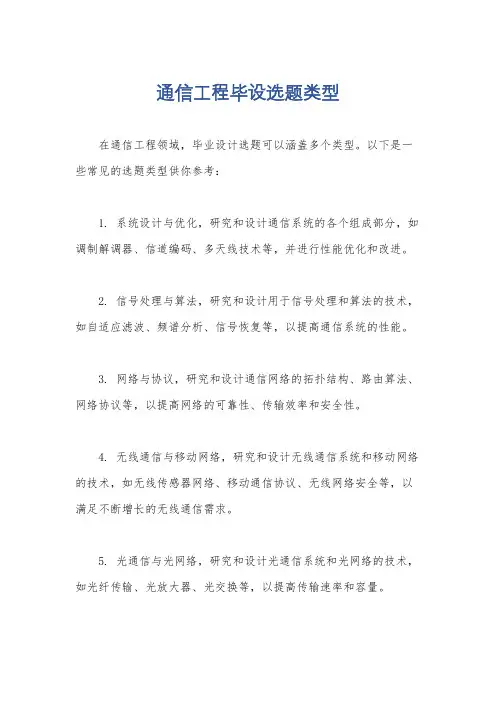 通信工程毕设选题类型