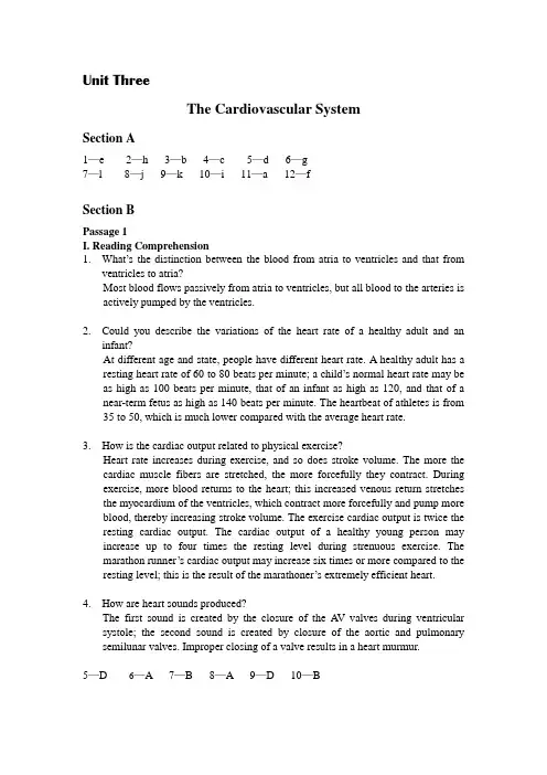 医学英语新教程-习题参考答案Unit 3