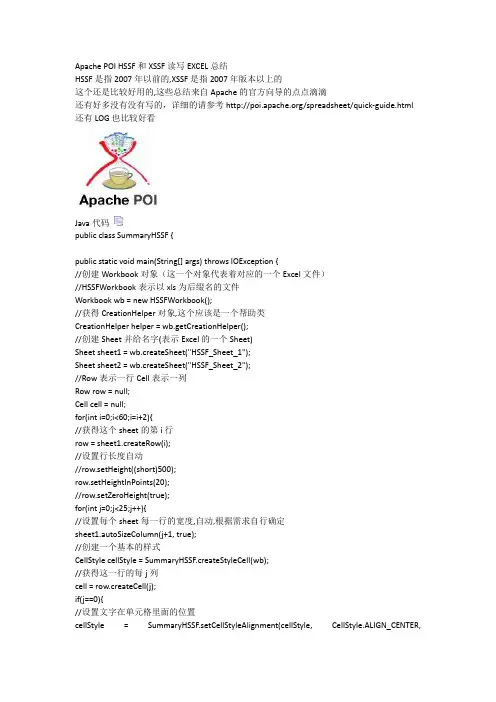 Apache POI HSSF和XSSF读写EXCEL总结