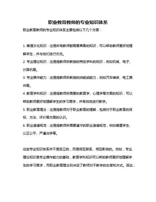 职业教育教师的专业知识体系