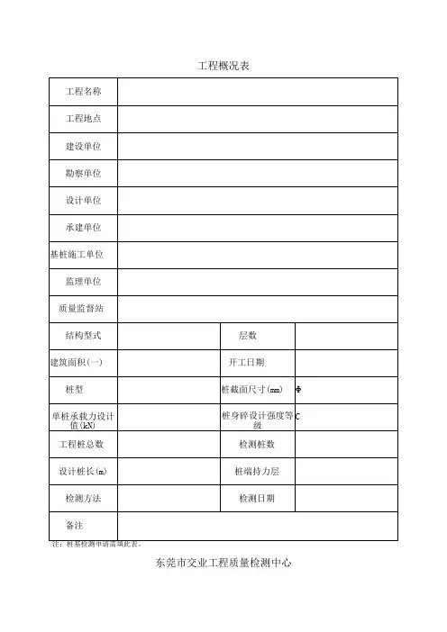 工程概况表