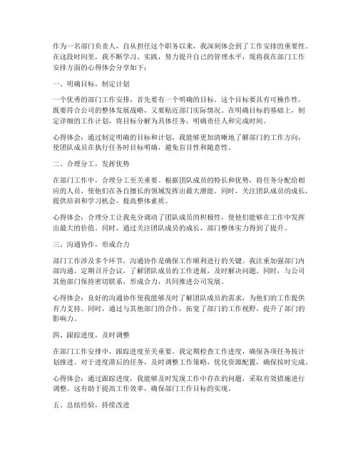 部门工作安排心得体会