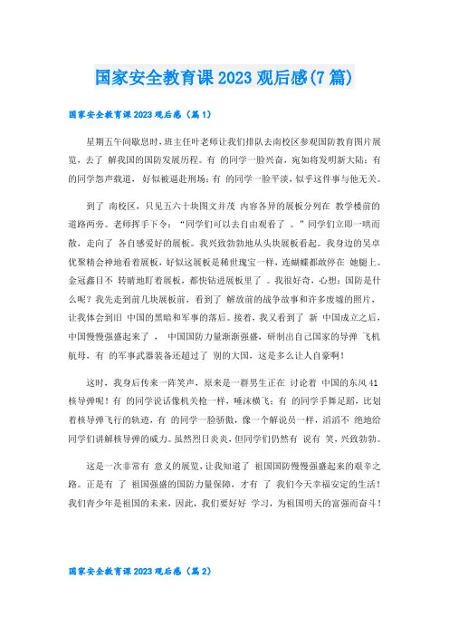 国家安全教育课2023观后感(7篇)