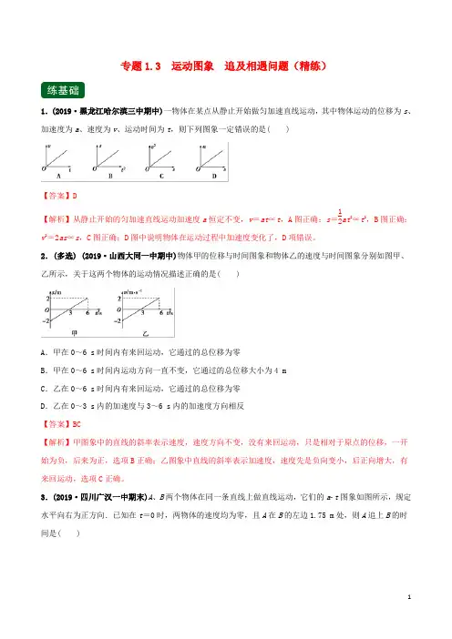 2021年高考物理一轮复习专题1.3运动学图象追及相遇问题精练含解析