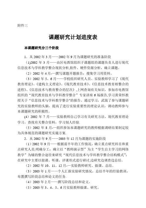 课题研究计划进度表