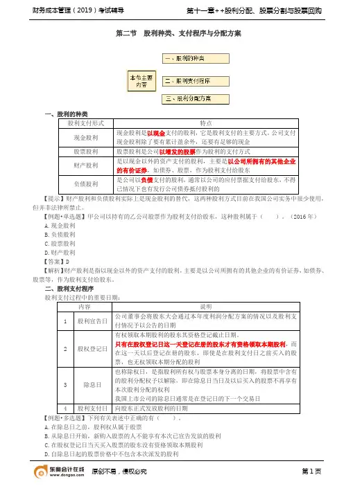 106224-财务管理-第67讲_股利种类、支付程序、股票分割与回购
