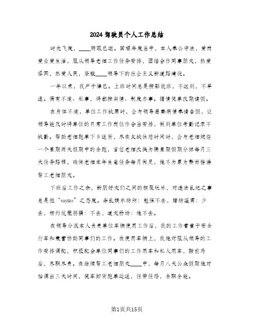 2024驾驶员个人工作总结(6篇)