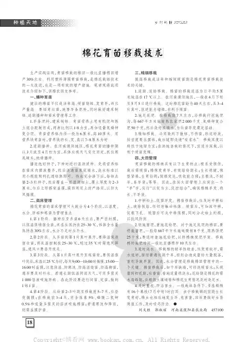 棉花育苗移栽技术
