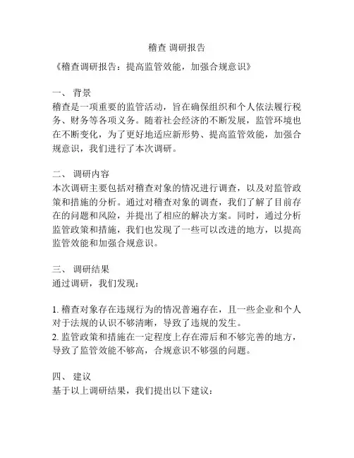 稽查 调研报告