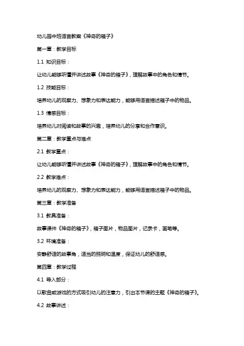 幼儿园中班语言教案《神奇的箱子》