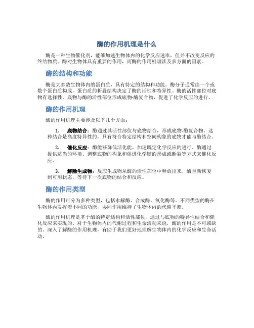 酶的作用机理是什么