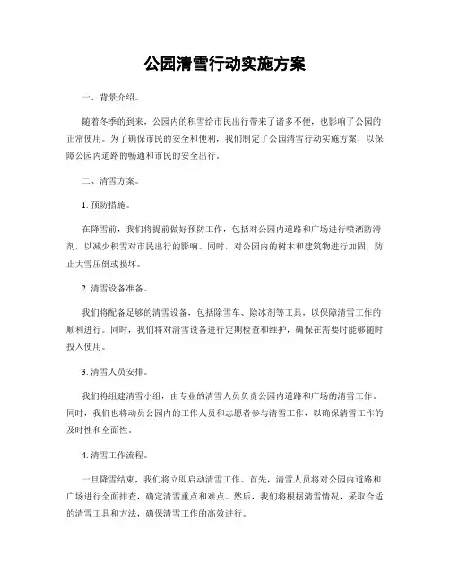 公园清雪行动实施方案