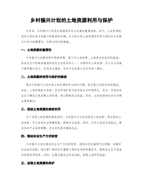 乡村振兴计划的土地资源利用与保护