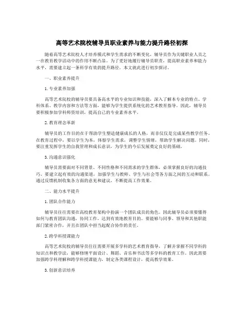 高等艺术院校辅导员职业素养与能力提升路径初探