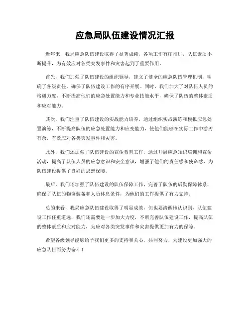 应急局队伍建设情况汇报