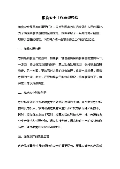 粮食安全工作典型经验