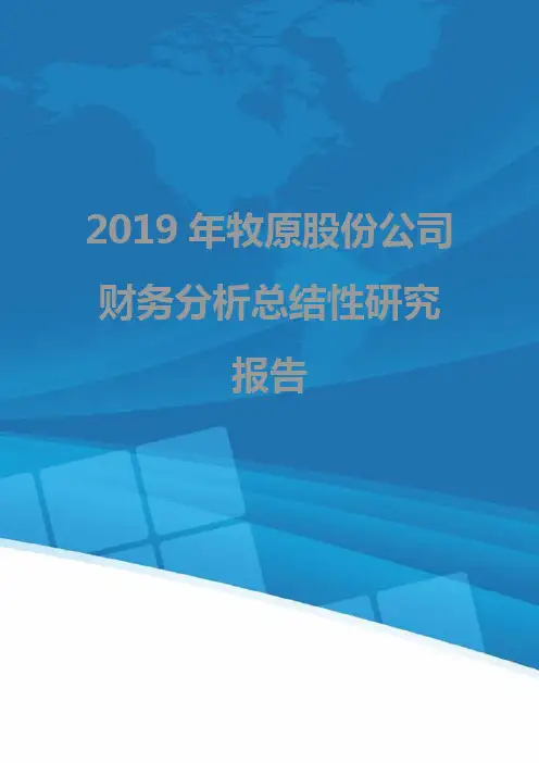 2019年牧原股份公司财务分析总结性研究报告