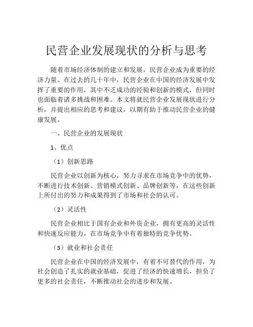 民营企业发展现状的分析与思考