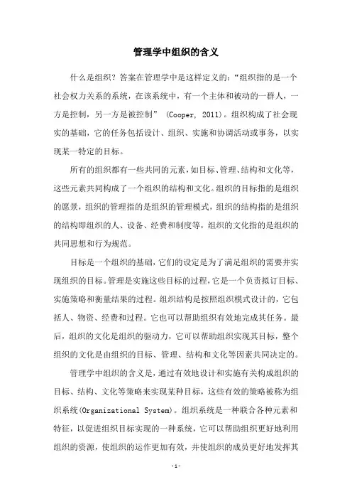 管理学中组织的含义