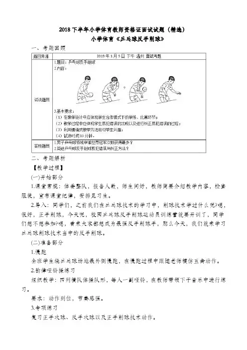 2018下半年小学体育教师资格证面试试题(精选)第二批