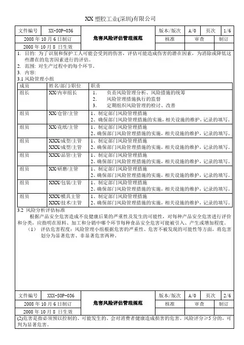 危害风险评估程序