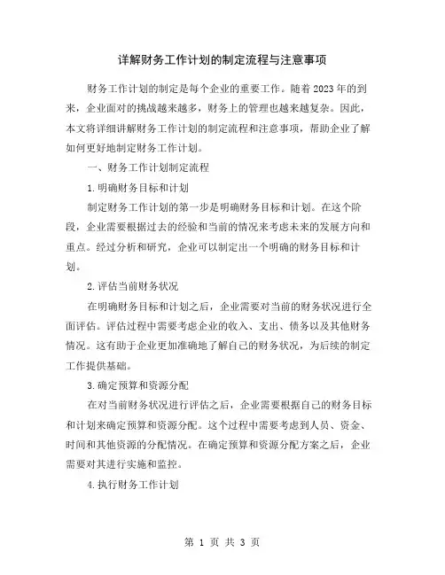 详解财务工作计划的制定流程与注意事项