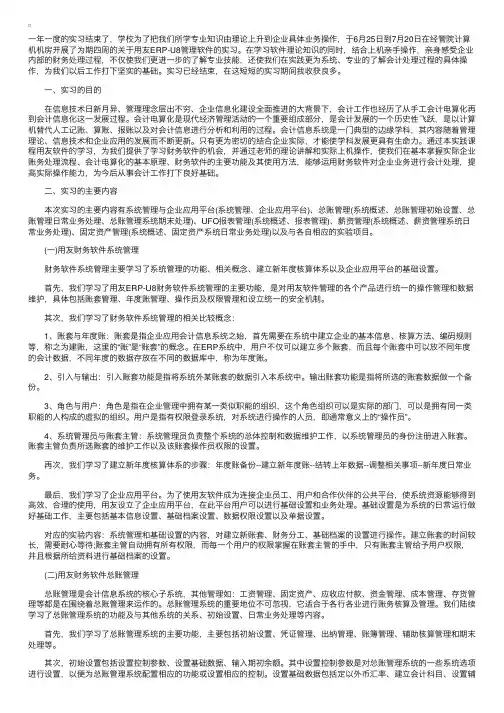财务软件实训报告