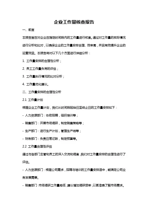 企业工作量核查报告
