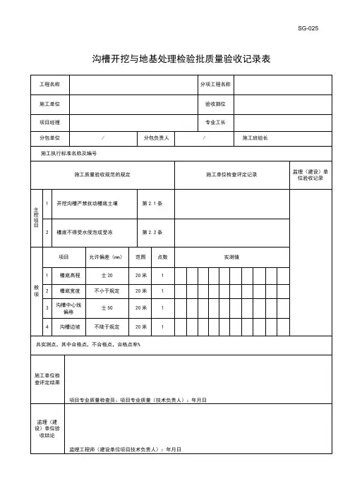 电缆沟检验批