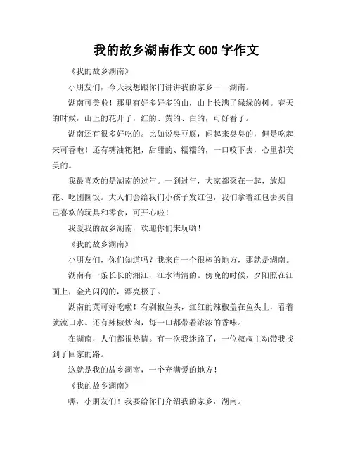 我的故乡湖南作文600字作文