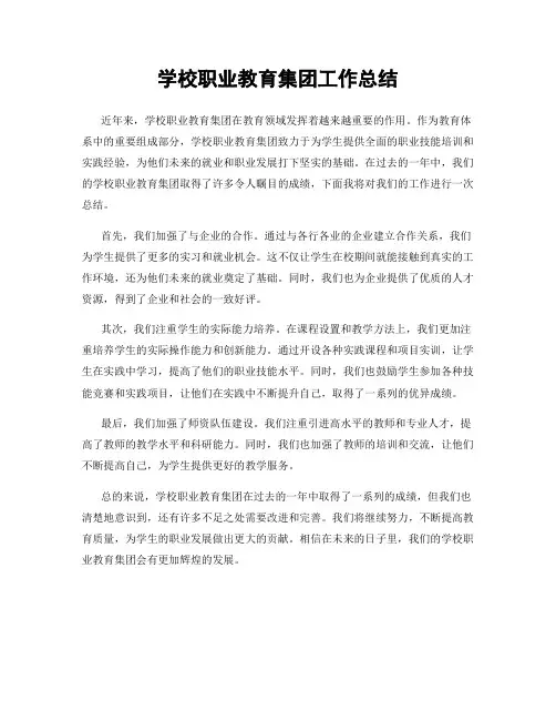 学校职业教育集团工作总结