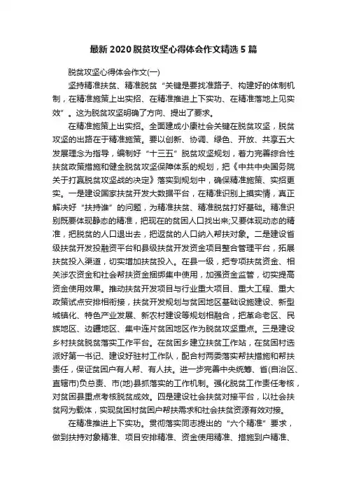 最新2020脱贫攻坚心得体会作文精选5篇