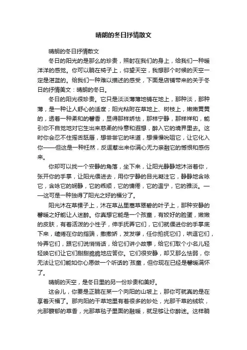 晴朗的冬日抒情散文
