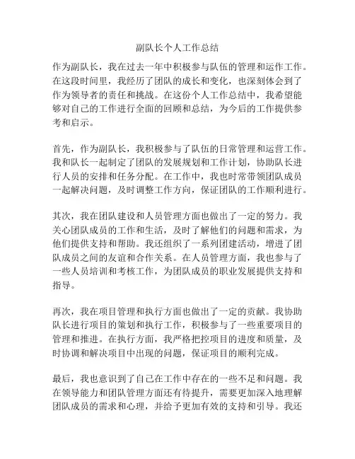 副队长个人工作总结