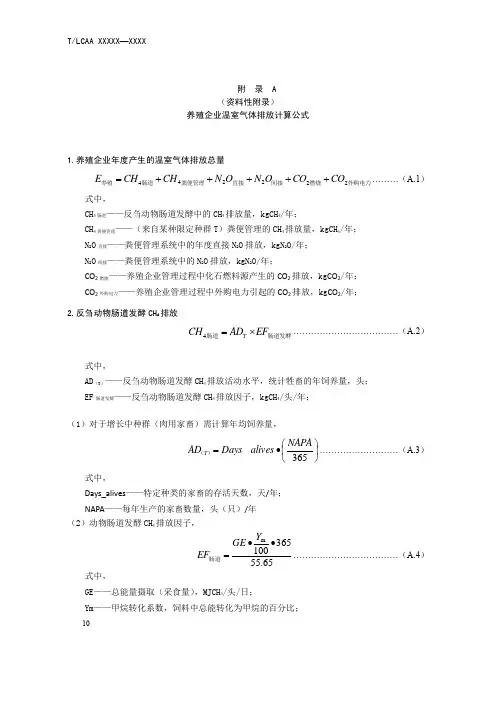 养殖企业温室气体排放计算公式、相关参数推荐值、温室气体排放监测计划模板