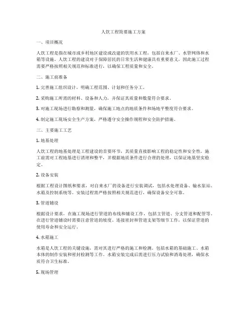 人饮工程简要施工方案