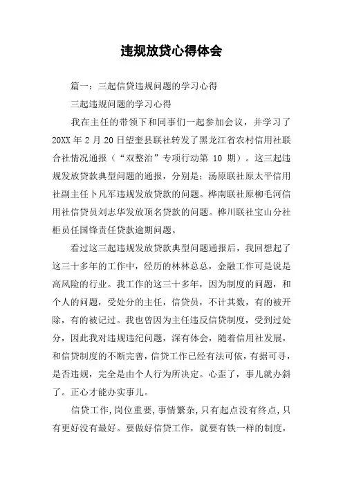 违规放贷心得体会