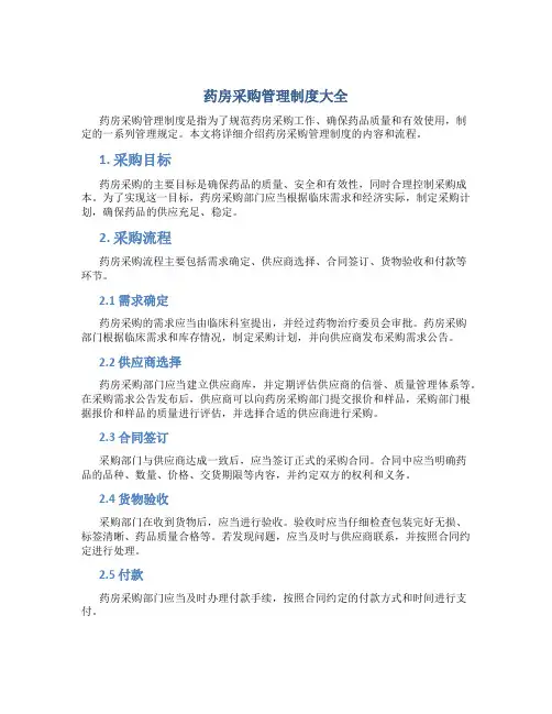 药房采购管理制度大全