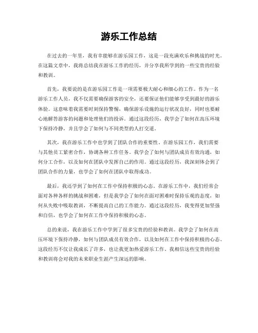 游乐工作总结