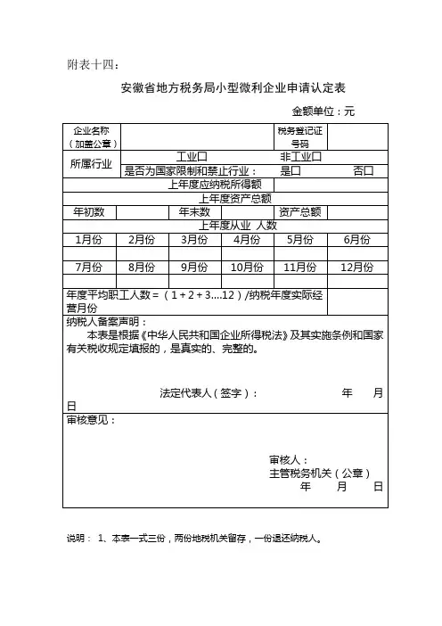小微企业认定表
