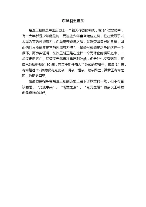 东汉君王世系